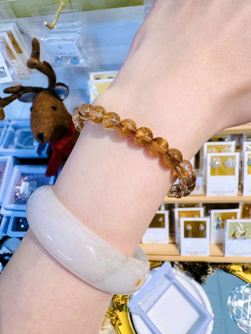 玻璃輕透料金閃閃銅髮6.9-7.3mm13.41g辟邪擋煞逢凶化吉化解濁氣