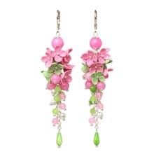 Pink Flower Earrings Foral Earrings Polymer Clay Jewelry Dangle Earrings