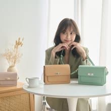 PA-Trunk真皮轉鎖風琴包--多色任選