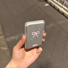 Sweetstore Supply原創銀色可愛少女粉蝴蝶結印花卡包