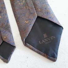LANVIN PARIS 復古 100% 真絲領帶 80 年代 90 年代佩斯利領帶法