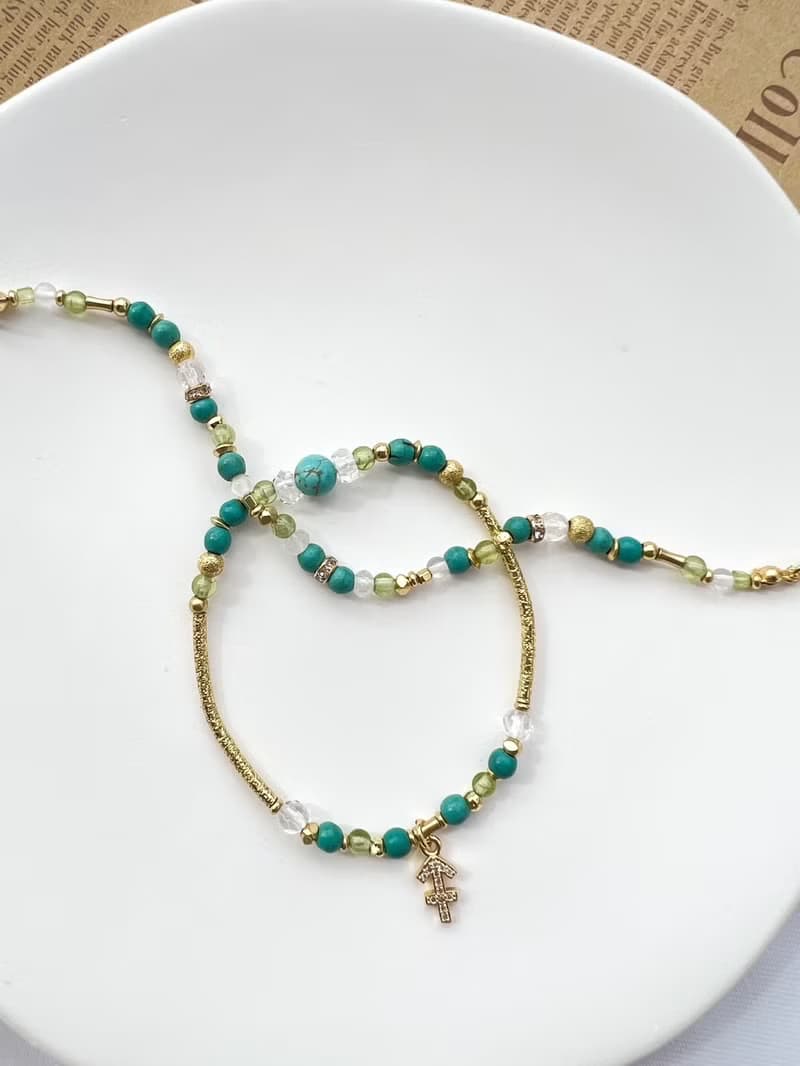 【星座雙鍊 射手座】火象星座 綠松石 橄欖石 水晶手鍊