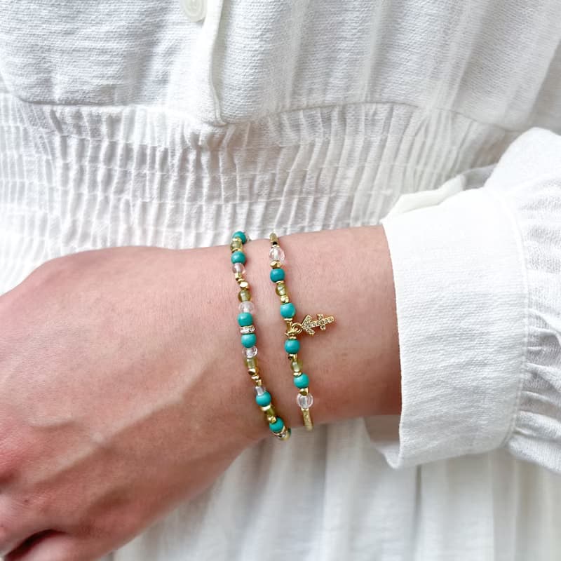 【星座雙鍊 射手座】火象星座 綠松石 橄欖石 水晶手鍊