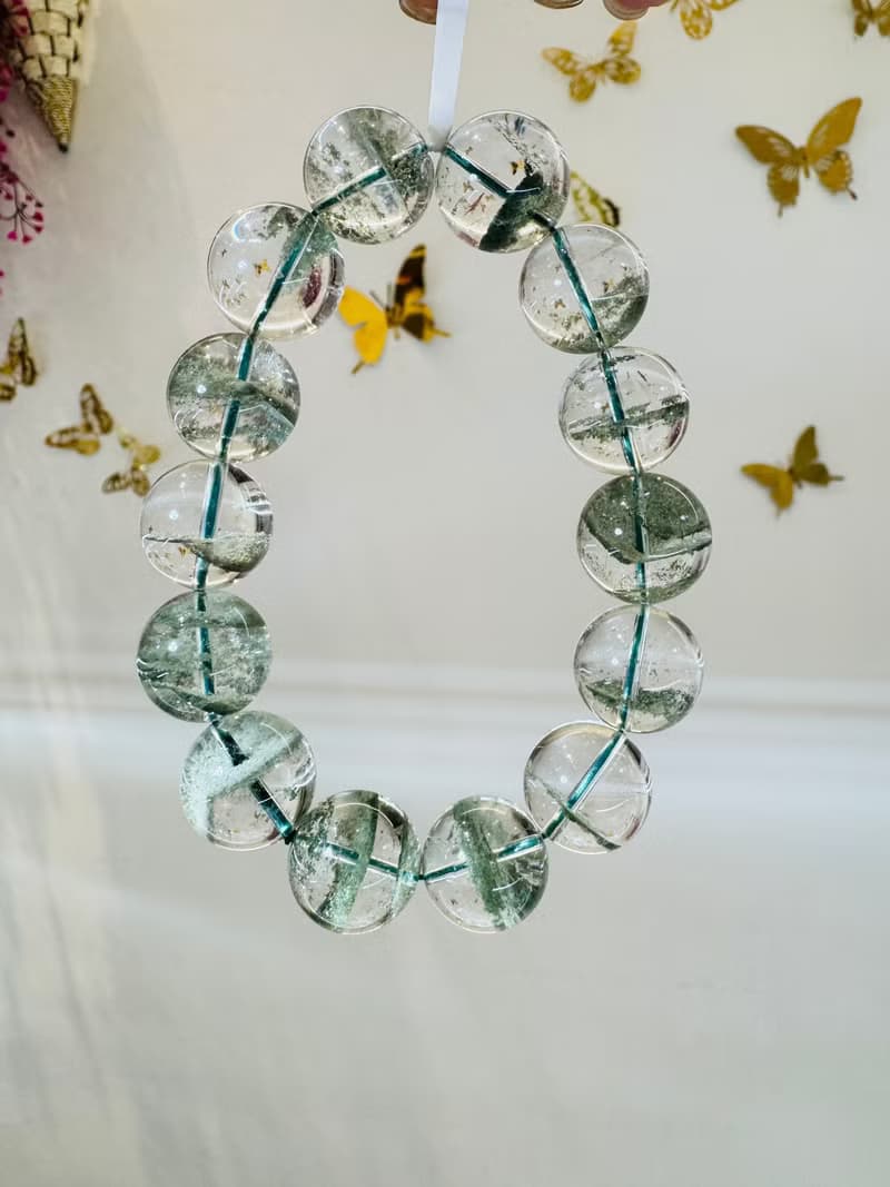 玻璃濃色翠綠招財千層綠幽靈水晶16cm85.3g正財事業貴人緣生意緣