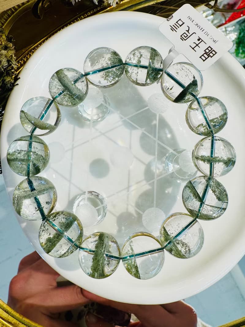 玻璃濃色翠綠招財千層綠幽靈水晶16cm85.3g正財事業貴人緣生意緣