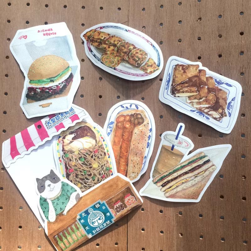 防水特大貼紙-早餐與糕點 台式早餐 名產 伴手禮 行李箱貼紙