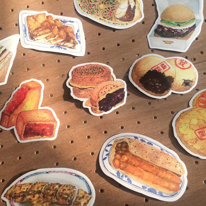 防水特大貼紙-早餐與糕點 台式早餐 名產 伴手禮 行李箱貼紙