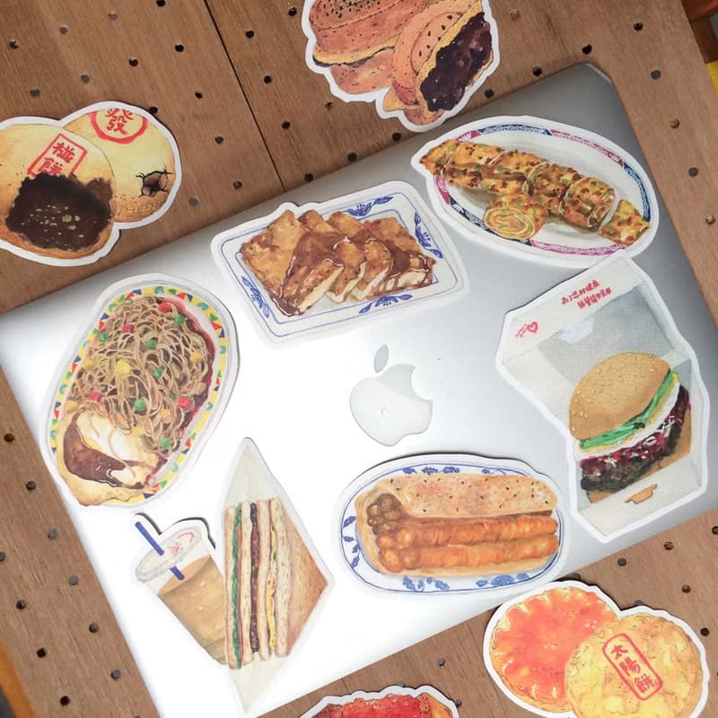 防水特大貼紙-早餐與糕點 台式早餐 名產 伴手禮 行李箱貼紙