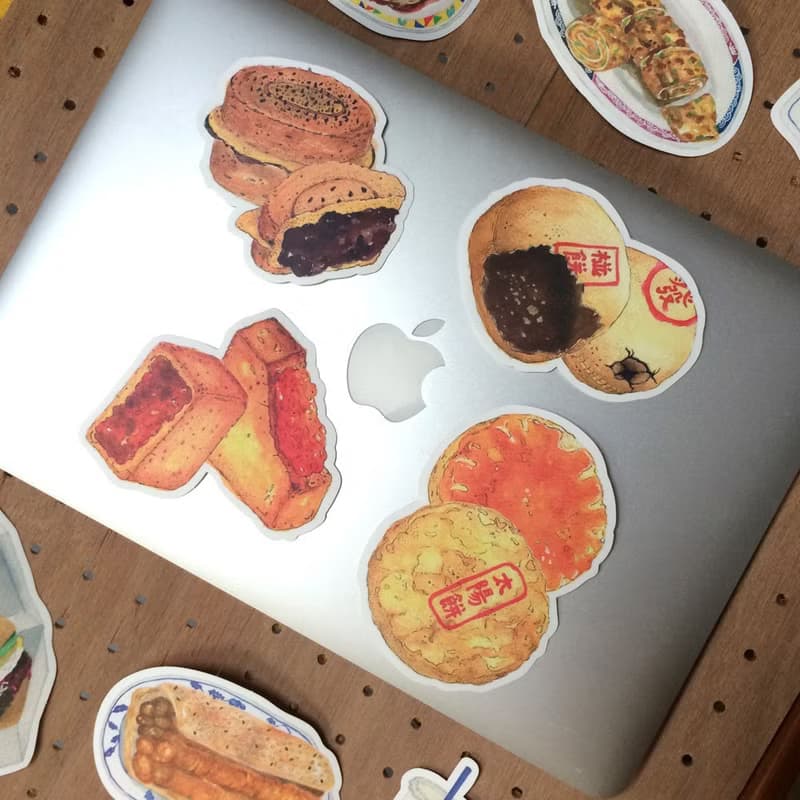 防水特大貼紙-早餐與糕點 台式早餐 名產 伴手禮 行李箱貼紙