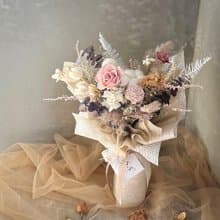 ins奶油風 錦葵紫永生玫瑰花束