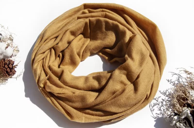 喀什米爾Cashmere/羊絨圍巾/純羊毛圍巾披巾/戒指絨披肩-咖啡拿鐵