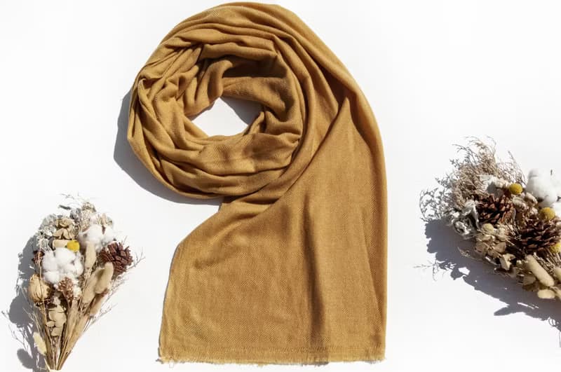 喀什米爾Cashmere/羊絨圍巾/純羊毛圍巾披巾/戒指絨披肩-咖啡拿鐵
