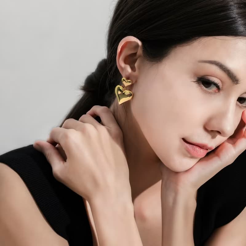 雙愛心耳釘| 桃花運 | 純銀 | 免運 | Belinda輕珠寶