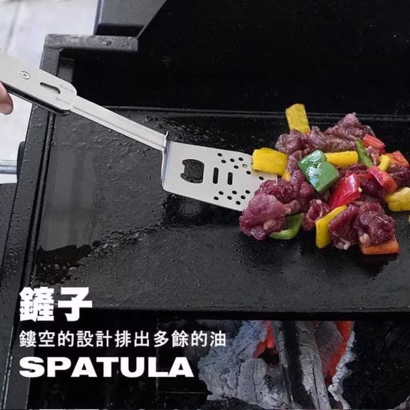 【4合1迷你多功能燒烤工具】鏟/叉/夾/開瓶器 不鏽鋼折疊收納設計