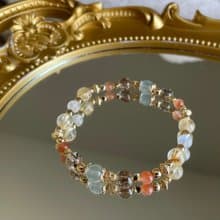 //莫里茨童話//海藍寶-黑金超-阿魯沙-月光石-金髮晶-水晶手鍊串