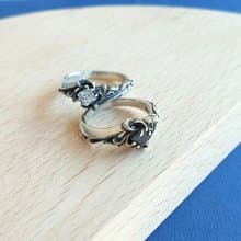 +永恆銀河+方鑽立體雕花對戒 925純銀飾戒指 戒圍訂製 鑽色可換