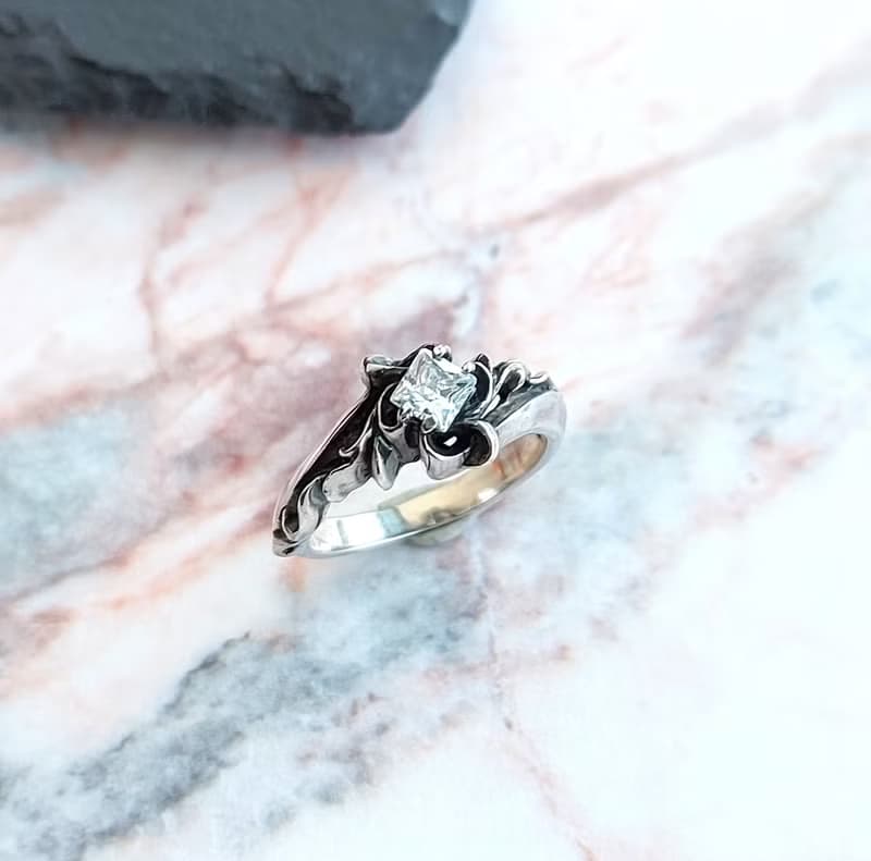 +永恆銀河+方鑽立體雕花對戒 925純銀飾戒指 戒圍訂製 鑽色可換