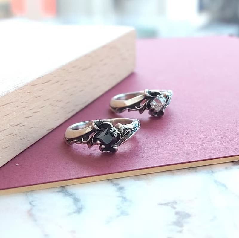 +永恆銀河+方鑽立體雕花對戒 925純銀飾戒指 戒圍訂製 鑽色可換