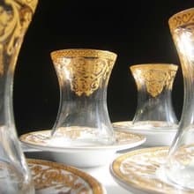 【老時光 OLD-TIME】早期二手土耳其玻璃茶具組(6杯6盤為一組)