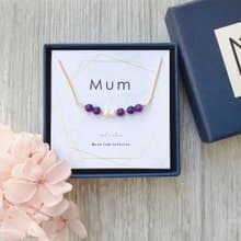 【天然石系列】摩斯密碼。Mum。紫水晶。珍珠。項鍊。母親節禮物
