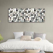 手工木質3D吸音壁掛雕塑 Shadow 銀色與珠光白