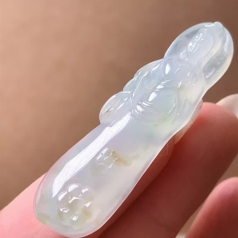 冰種飄花翡翠觀音菩薩 | 天然緬甸玉A貨翡翠 | 送禮