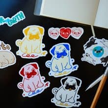 【8cm貼紙】8cm 防水貼紙 x 手繪巴哥