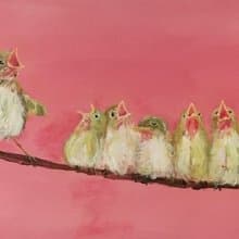 領唱兼指揮的小鳥/ 原創油畫/獨一無二