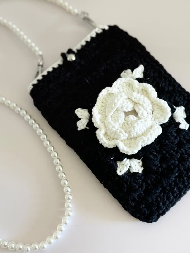 鈎織花斜孭電話袋