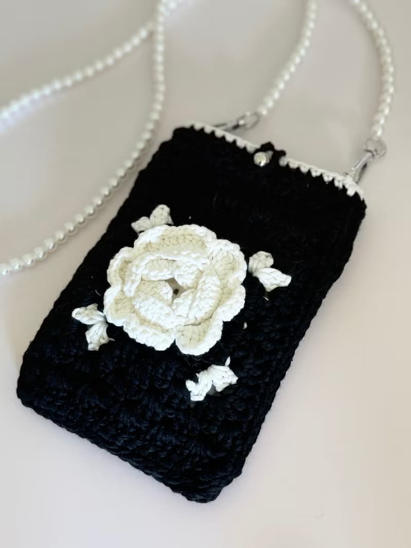 鈎織花斜孭電話袋