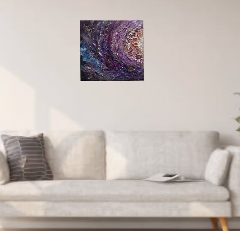 【宇宙之心-回歸】壓克力肌理畫/療癒藝術畫/原創手繪/送禮生日/