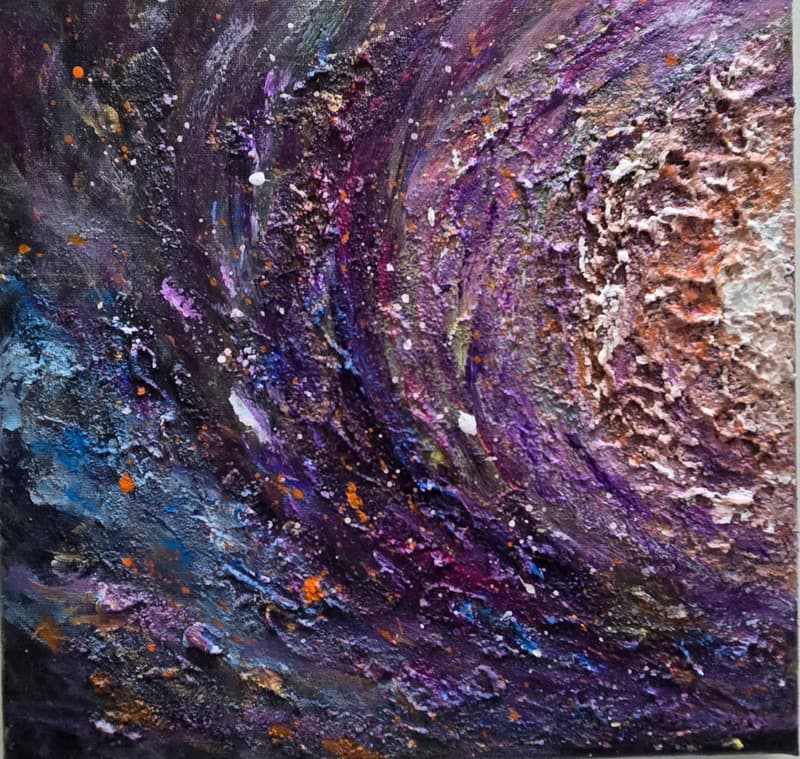 【宇宙之心-回歸】壓克力肌理畫/療癒藝術畫/原創手繪/送禮生日/