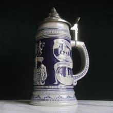 【老時光 OLD-TIME】早期二手比利時浮雕陶瓷啤酒杯
