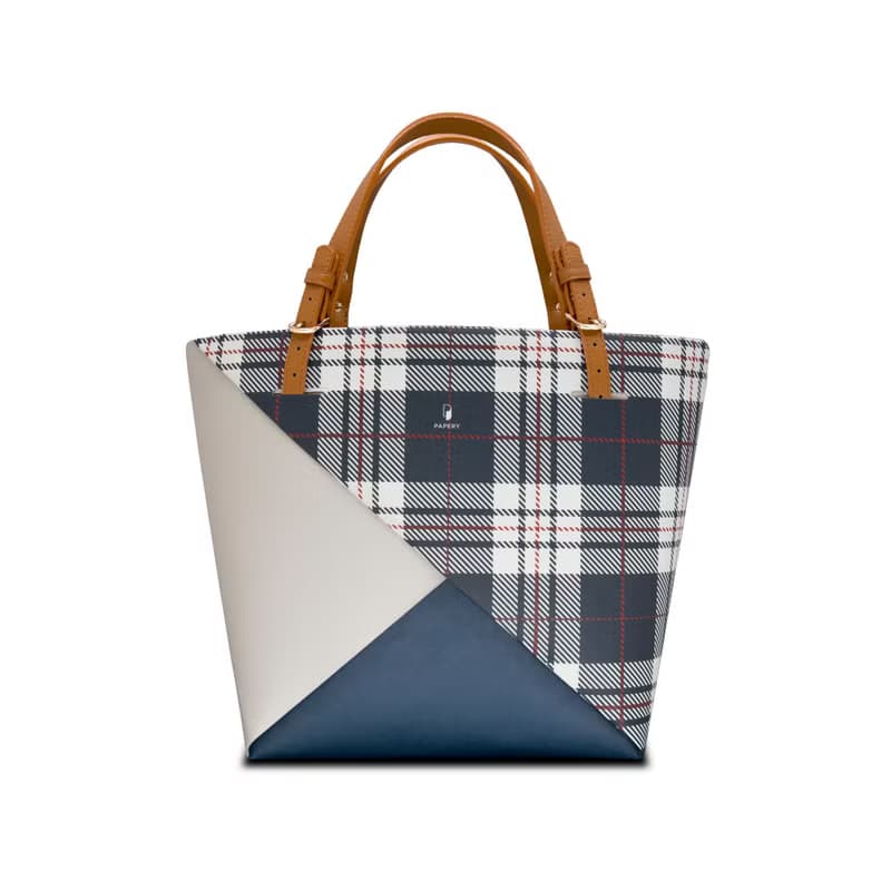 OriTote - Colour Block - Navy Checkered 手提袋