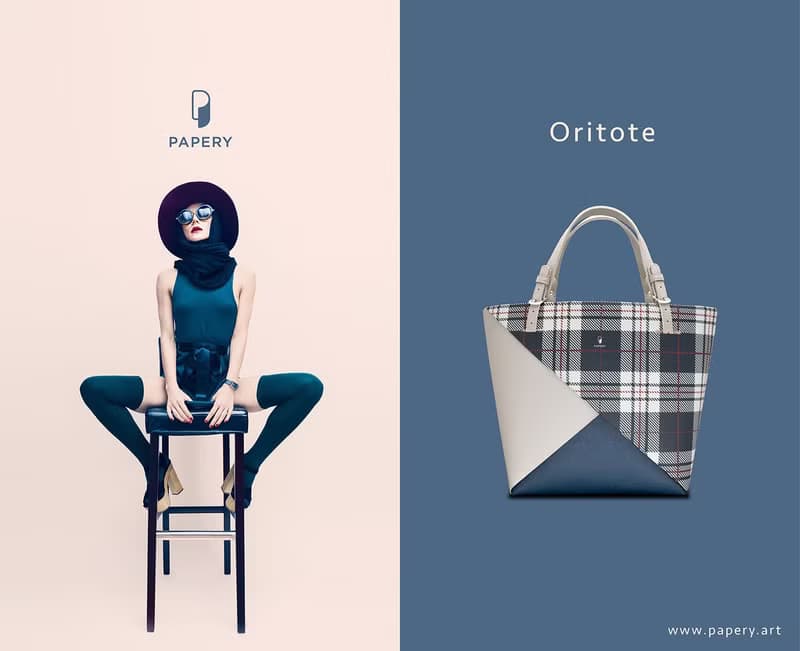 OriTote - Colour Block - Navy Checkered 手提袋
