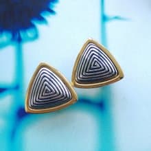 Vintage Jewelry 西洋古董飾品 三角迷宮 夾式耳環