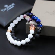 聖誕禮物/情侶對鍊組 | 公爵(海藍虎眼)x女爵(梅花碧璽)水晶手鍊