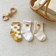 韓國Chezbebe 奶黃小虎短襪3入組(0-24M) 彌月禮