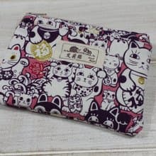 粉紅色招財貓零錢包/收納包/卡片包