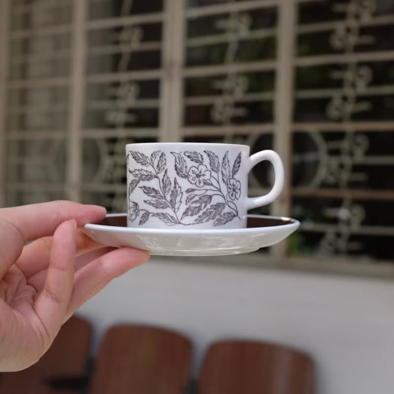 瑞典Gefle Fontana花繪咖啡杯盤組