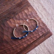 京都絕色【日光】─ 富士 留白藍染黃銅手鐲