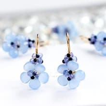 14kgf-Sea blue flower pierced earrings 不能改耳夾