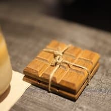 巧克力造型柚木隔熱杯墊 (2入組)