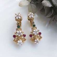 Vintage Jewelry 西洋古董飾品 FLORENZA 浪漫繁星花朵 夾式耳環