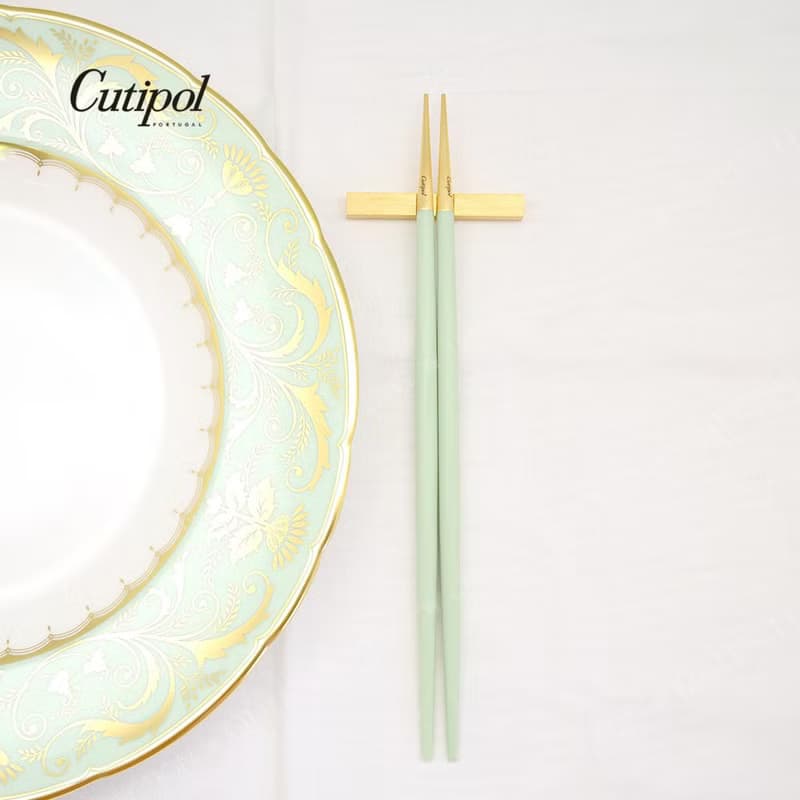 葡萄牙 Cutipol  GOA  青玉金 中餐三件組(叉匙+筷子組)