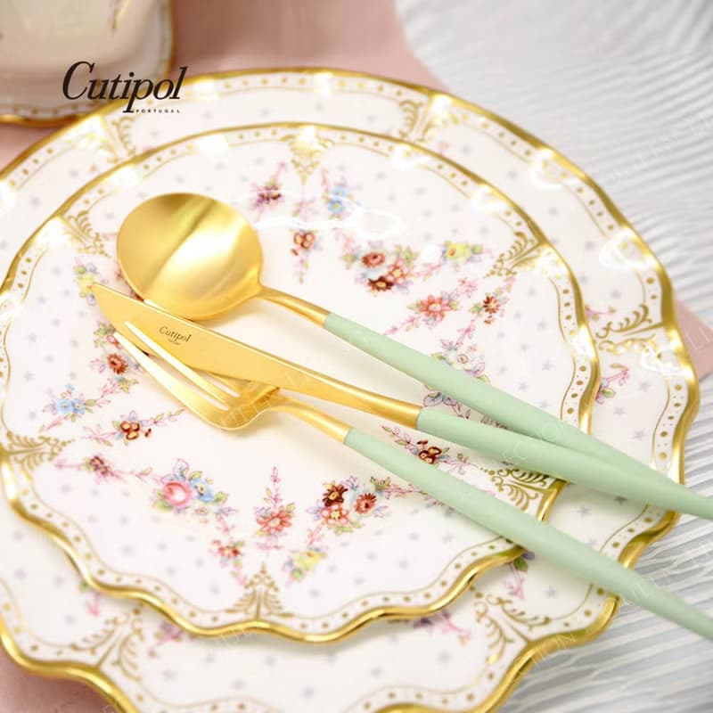 葡萄牙 Cutipol  GOA  青玉金 中餐三件組(叉匙+筷子組)