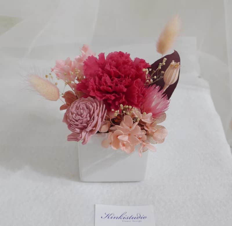 永生康乃馨盆花 結婚捧花永生乾燥花情人節畢業花束生日禮物七夕