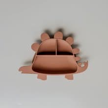 Besovida I 恐龍全矽膠學習餐盤－劍龍 (栗子棕)