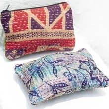 紗麗刺繡零錢包/木刻印收納包/化妝包/耳機收納袋-法國花草植物系