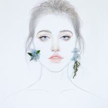 日本進口永生花/繡球花雪枝草耳環/925銀/無痛耳夾